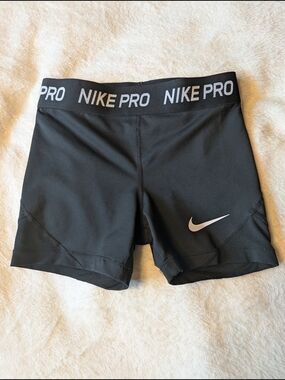 Nike Black Pro Compression Athletic Shorts with White Swoosh